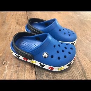 Toddler Mickey Mouse Crocs Blue Gently Used Size 7